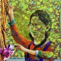 Die Chamäleon Dame, 75 x 55 cm, 2017_netz