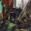 Fiona-FaunaFlora-und-drei-unbekannte-Herren-240-x-200-cm-2014-Acryl-auf-Nessel